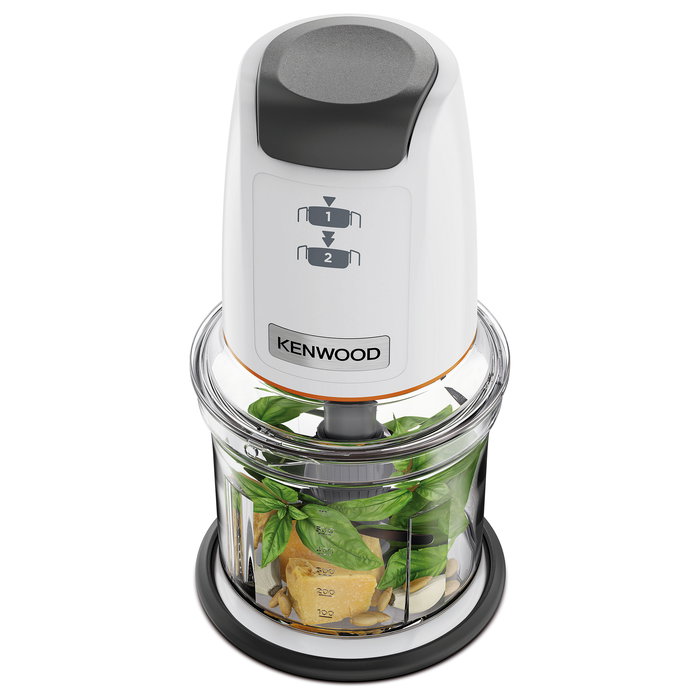 Kenwood CHP61.100WH Picadora, 0.5 L, 500 W, Cuchilla de Acero Inoxidable, Color Gris y Blanco