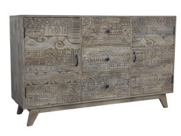 DKD Home Decor Buffet de Mango Tallado 150x45x91