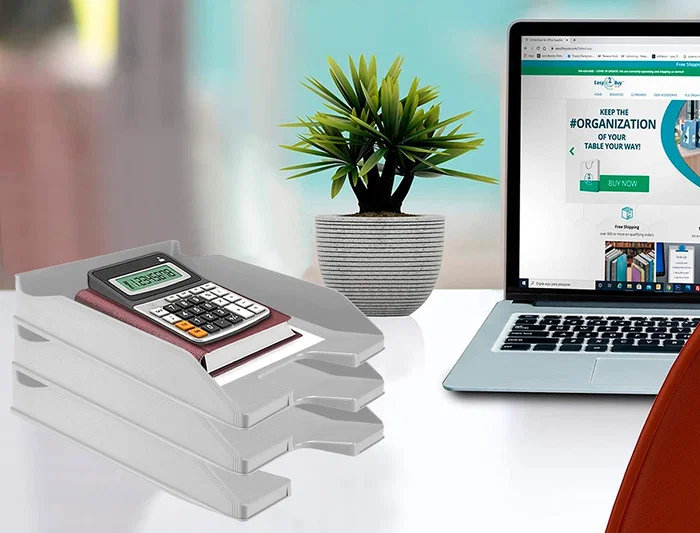 Q-connect Bandeja sobremesa plástico gris opaco 240x70x340 mm