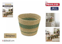 Inde Cesta Cónica Seagrass Almacenamiento 25 cm (24 Unidades)