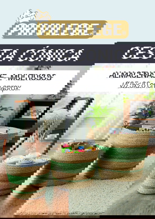 Inde Cesta Cónica Seagrass Almacenamiento 25 cm (24 Unidades)