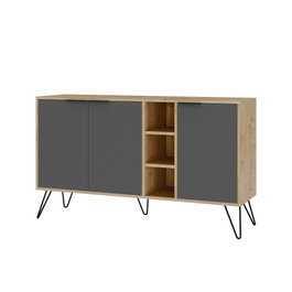 Hanah Home Clara Console - Roble, Antracita - Consola Moderna Elegante con Amplio Almacenamiento, Fabricada en Tablero de Partículas Melaminado de 18mm
