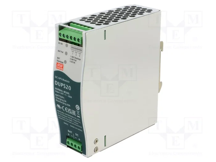 MEAN WELL DUPS20 Alimentador SAI para Carril DIN 24VDC 20A MEAN WELL DUPS20 Alimentador SAI para Carril DIN 24VDC 20A
