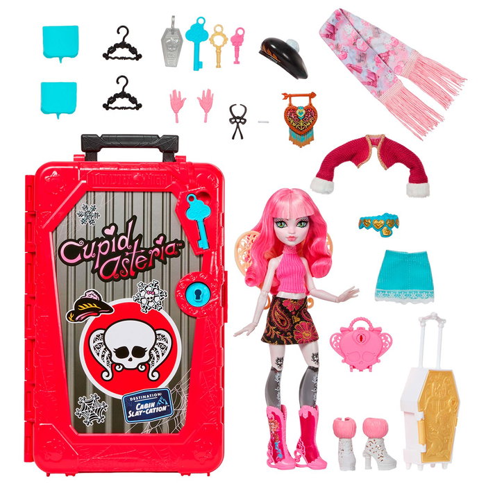 Monster High Muñeca Cabin Slay-Cation Cupid con más de 19 sorpresas, +4 años