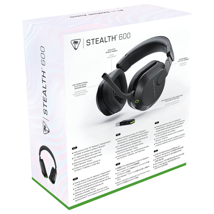 Turtle Beach Stealth 600 GEN3 Auriculares Inalámbricos para Xbox Series X|S, Xbox One y PC, Negro, 80h Batería, Bluetooth 5.2, Altavoces 50mm