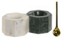 DKD Home Decor Set de 2 especieros 6 x 5 x 13 cm Verde Blanco Marmol Metal Cuchara