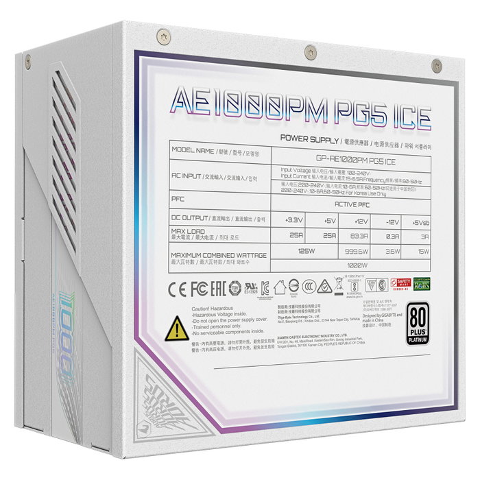 Gigabyte AORUS ELITE P1000W ICE Fuente de Alimentación 1000W Blanco Gigabyte AORUS ELITE P1000W ICE Fuente de Alimentación 1000W Blanco