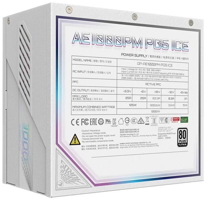 Gigabyte AORUS ELITE P1000W ICE Fuente de Alimentación 1000W Blanco Gigabyte AORUS ELITE P1000W ICE Fuente de Alimentación 1000W Blanco