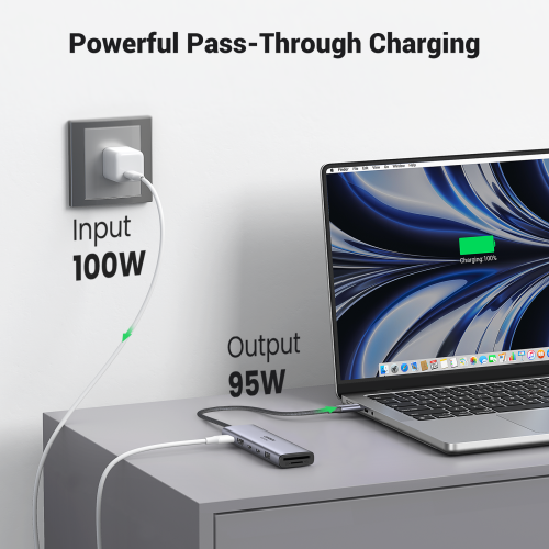 UGREEN REVODOK Base 7 en 1 USB-C 4K@60Hz HDMI 10Gbps SD/TF PD 100W Gris