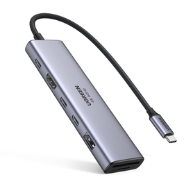 UGREEN REVODOK Base 7 en 1 USB-C 4K@60Hz HDMI 10Gbps SD/TF PD 100W Gris