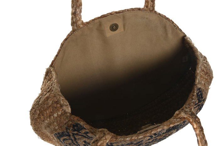 DKD Home Decor Bolso Mediterraneo 12 x 36 x 36 cm Natural Negro Yute