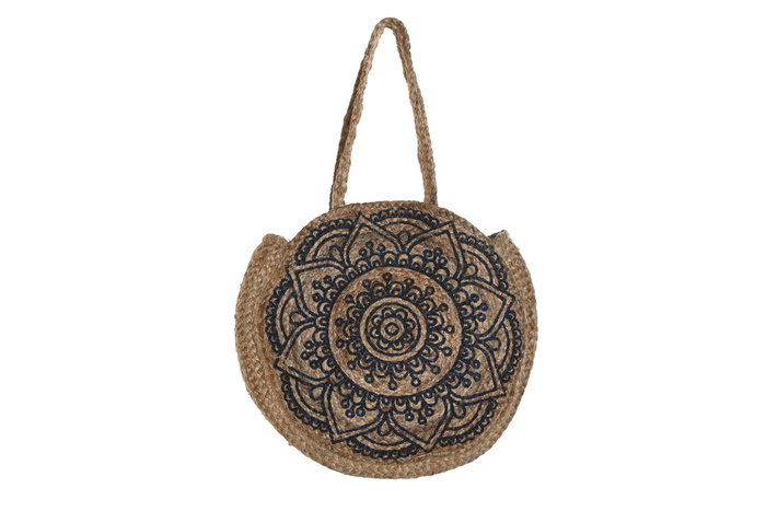 DKD Home Decor Bolso Mediterraneo 12 x 36 x 36 cm Natural Negro Yute