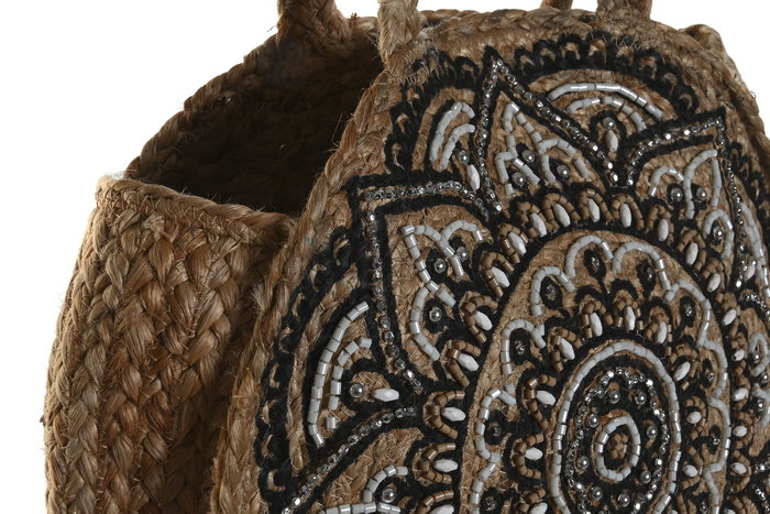 DKD Home Decor Bolso Mediterraneo 12 x 36 x 36 cm Natural Negro Yute