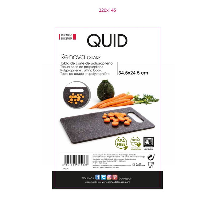Tabla Corte Polipropileno Renova Quarz Quid 34,5x24,5x0,55 cm (12 Unidades)