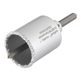 Wolfcraft Corona de perforación recubierta de carburo de tungsteno Ø53 x 55 mm con adaptador, para taladros en paredes de ladrillo y piedra