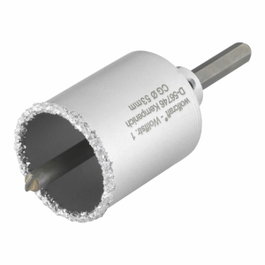 Wolfcraft Corona de perforación recubierta de carburo de tungsteno con adaptador, ø53 x 55 mm