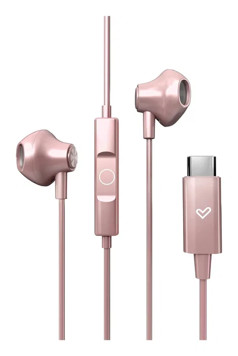 Energy Sistem EasyPods Auriculares Intraurales Alámbricos con Micrófono, USB-C, Compatible con Asistentes de Voz, Control de Reproducción, Color Oro Rosa
