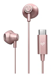 Energy Sistem EasyPods Auriculares Intraurales Alámbricos con Micrófono, USB-C, Compatible con Asistentes de Voz, Control de Reproducción, Color Oro Rosa