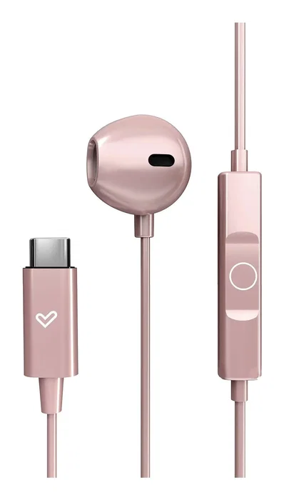 Energy Sistem EasyPods Auriculares Intraurales Alámbricos con Micrófono, USB-C, Compatible con Asistentes de Voz, Control de Reproducción, Color Oro Rosa