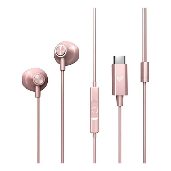 Energy Sistem EasyPods - Auriculares Intraurales con Micrófono, Conexión USB Tipo C, Control en Cable, Frecuencia 20-20000 Hz, 1.2 m, Color Oro Rosa