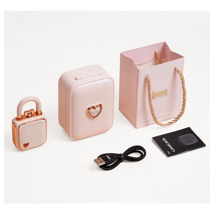 Divoom LoveLock Altavoz Bluetooth Portátil Rosa, 5W, 3.2 cm, 5h Autonomía, USB-C, Caja Regalo