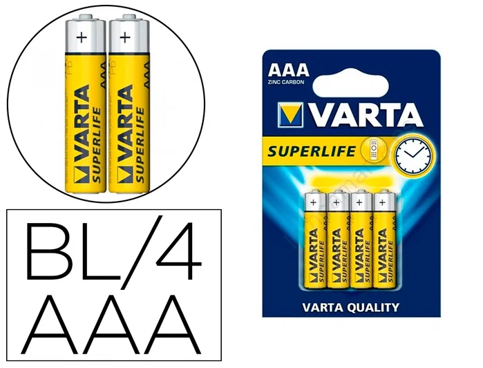 Varta Superlife AAA Zinc Carbon Pack de 4 Varta Superlife AAA Zinc Carbon Pack de 4
