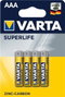 Varta Superlife AAA Zinc Carbon Pack de 4