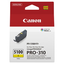 Canon PFI-5100 Cartucho de Tinta Amarilla, 14.4 ml, Compatible con imagePROGRAF PRO-310 y Serie PFI-5100, Pack Individual, Tinta Original