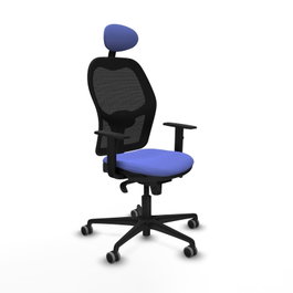 PIQUERAS Y CRESPO Silla de oficina Jorquera con mecanismo Sincro, Tela Azul claro y Malla Negro
