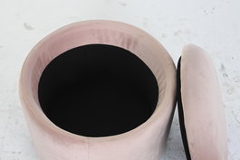 DKD Home Decor Reposapiés Rosa Negro Poliester Metal 42 x 42 x 42 cm