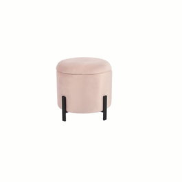 DKD Home Decor Reposapiés de Terciopelo Rosa y Metal Negro