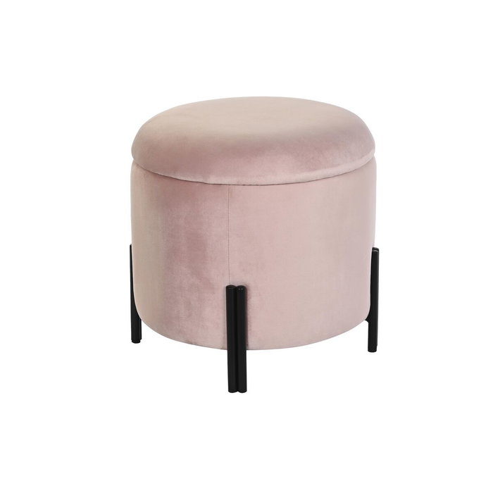 DKD Home Decor Reposapiés de Terciopelo Rosa y Metal Negro DKD Home Decor Reposapiés de Terciopelo Rosa y Metal Negro