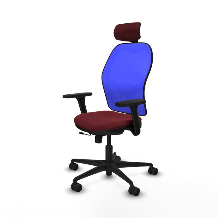 PIQUERAS Y CRESPO Silla de oficina Jorquera con mecanismo Sincro/Traslack, Granate y Azul