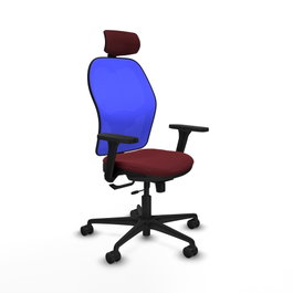 PIQUERAS Y CRESPO Silla de oficina Jorquera con mecanismo Sincro/Traslack, Granate y Azul