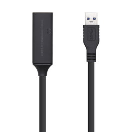 Aisens Cable Prolongador USB 3.0 con Amplificador, Tipo A Macho a Hembra, 5m, Negro