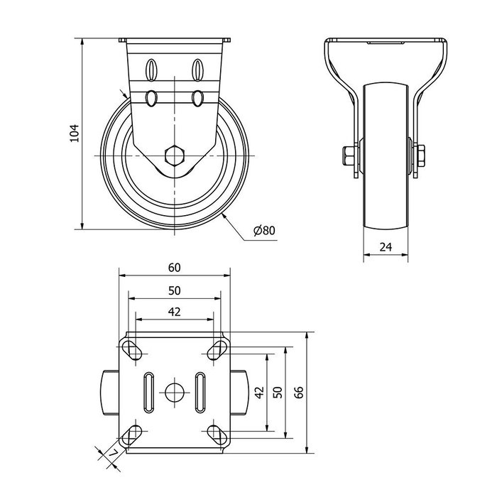 Ruedas Alex Rueda Fija Gris Poliamix Goma Placa Eje Liso Carga Máx. 60 kg Ø 8 cm Ruedas Alex Rueda Fija Gris Poliamix Goma Placa Eje Liso Carga Máx. 60 kg Ø 8 cm