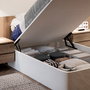Emuca Juego de mecanismos elevables para cama canapé, apertura frontal, para camas de 135 cm, Acero, Pintado negro