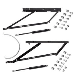 Emuca Juego de mecanismos elevables para cama canapé, apertura frontal, para camas de 135 cm, Acero, Pintado negro