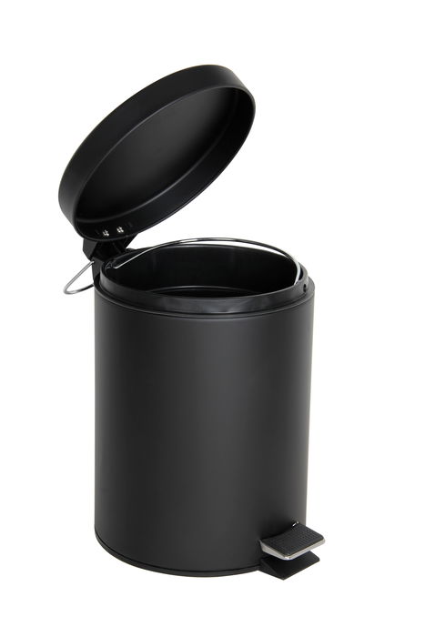 Inde Cubo Basura Metal con Pedal 5 Litros Negro 20.5 cm (Ancho) x 27 cm (Largo) x 27.4 cm (Alto) (6 Unidades)