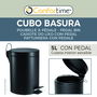 Inde Cubo Basura Metal con Pedal 5 Litros Negro 20.5 cm (Ancho) x 27 cm (Largo) x 27.4 cm (Alto) (6 Unidades)
