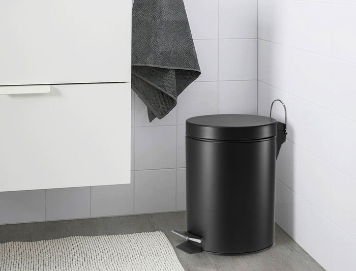 Inde Cubo Basura Metal con Pedal 5 Litros Negro 20.5 cm (Ancho) x 27 cm (Largo) x 27.4 cm (Alto) (6 Unidades)