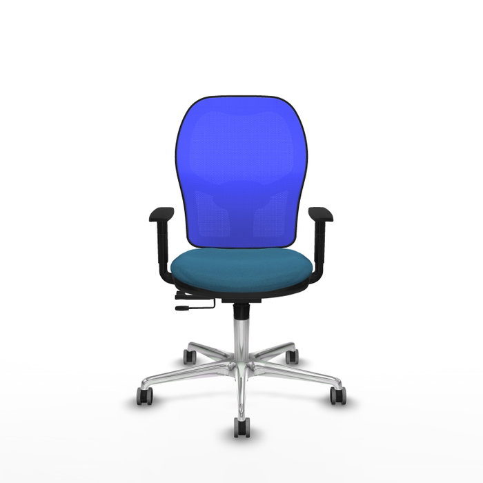 PIQUERAS Y CRESPO Silla de oficina Jorquera con mecanismo Sincro/Traslack, Verde petróleo y Azul