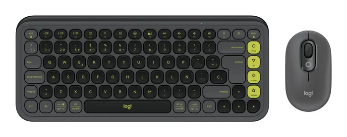 Logitech 920-013118 POP Icon Combo - Kit Teclado y Ratón Bluetooth Inalámbrico Universal QWERTY Español Mini Grafito con Teclas Programables y Material Reciclado