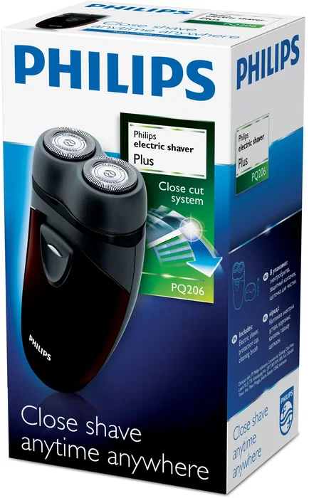 Philips PQ206/18 Afeitadora eléctrica de rotación Negro, Burdeos