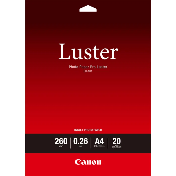 Canon Papel Fotográfico Pro Luster A4 Blanco (20 Hojas) 260 g/m²