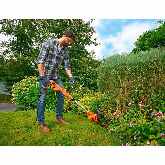 Black+Decker Cortabordes Eléctrico 450 W Ø25 cm con Cable - Sistema AFS Alimentación Automática, Mástil Telescópico, Empuñadura Auxiliar, Trim & Edge
