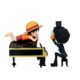 Banpresto Figura One Piece World Collectable Log Stories Monkey D. Luffy y Brook 8 cm