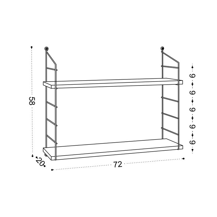 Hanah Home Sacramento Estantería de Pared Moderna Industrial Marrón 72x58x20 cm Tablero Melamina Soporte Metálico