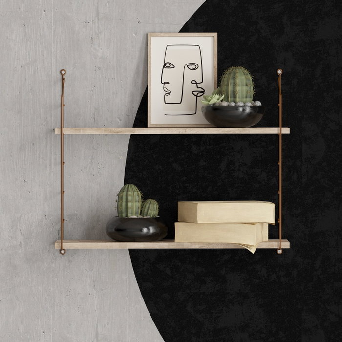 Hanah Home Sacramento Estantería de Pared Moderna Industrial Marrón 72x58x20 cm Tablero Melamina Soporte Metálico