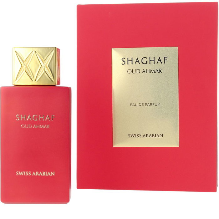 Swiss Arabian Shaghaf Oud Ahmar Eau de Parfum Vapo 75 ml - Fragancia con notas de tabaco, manzana, pachulí, sándalo, vainilla y almizcle